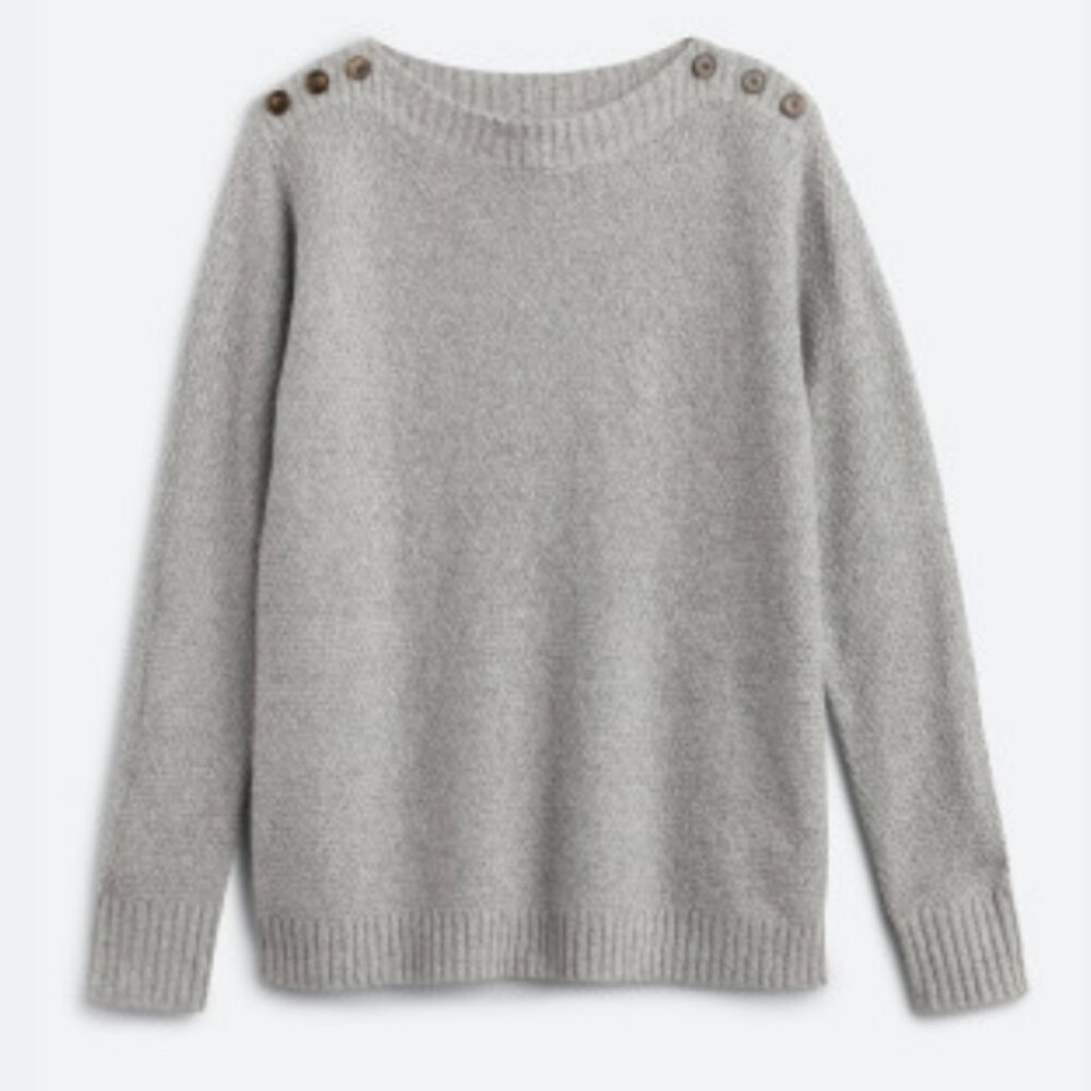 Pink Clover Kaylani Button Shoulder Boat Neck Sweater, Size M, Grey